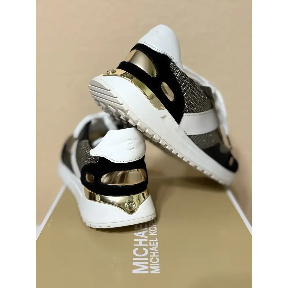 Michael Kors Womens Monroe Trainer Glitter Chain Mesh Sneakers Size US 6 M New